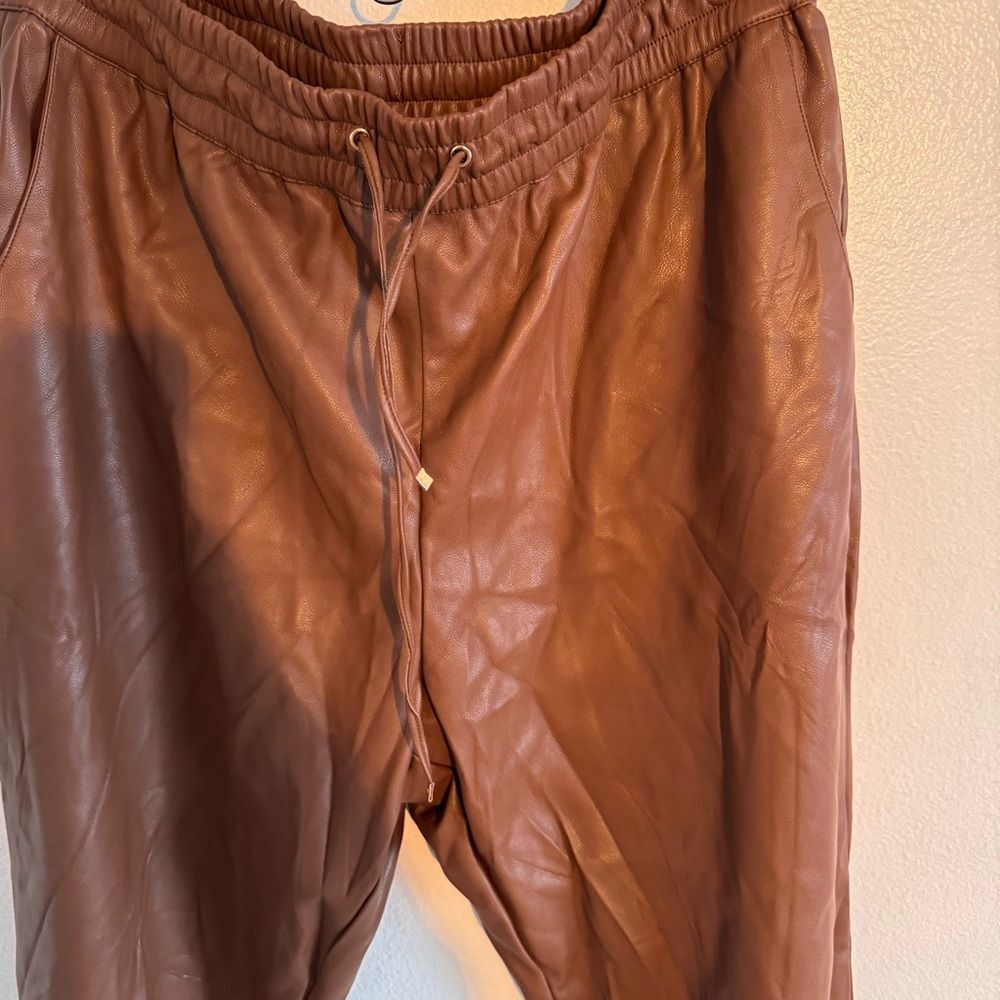 Faux Leather Drawstring Pants Marc New York Andrew Marc Women’s XL Maximalist - Picture 2 of 14